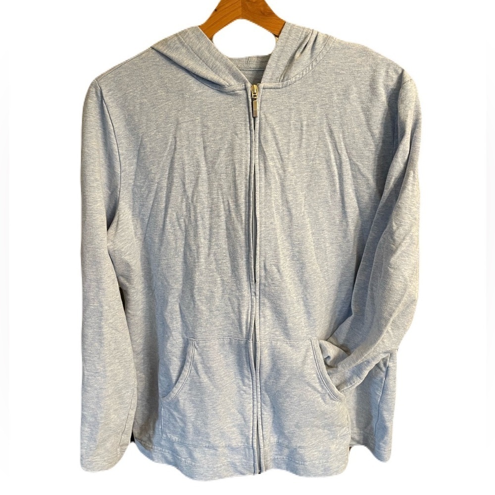 Karen Scott Zip Hoodie-Light Blue- Size L